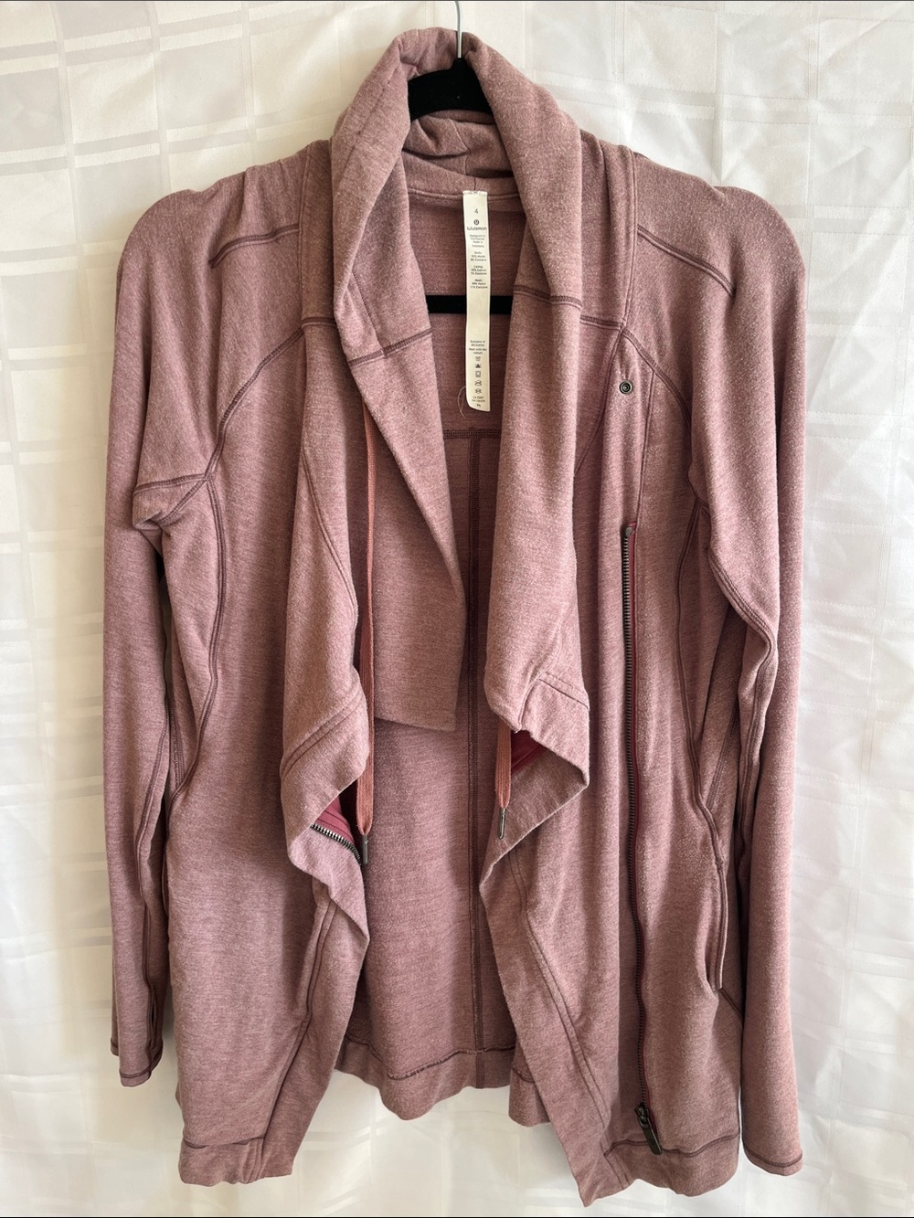 lululemon athletica Womens Dusty Rose Open-Front Draped Cardigan